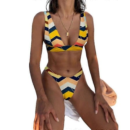 Mimigo Naisten Matala Vyötäröinen Bikini Uimapuku Push Up Halter Kaksiosainen Uima-asu