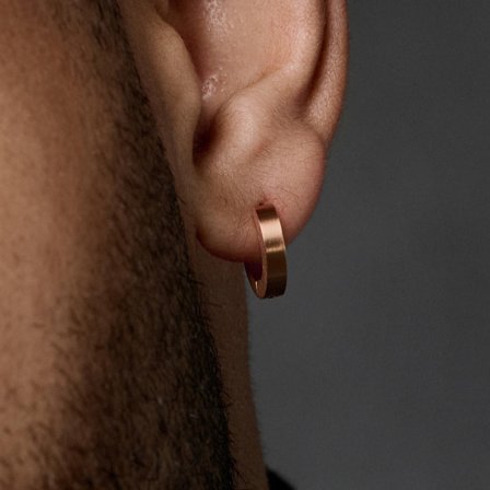 Ροζ Χρυσαφί Σκουλαρίκι Κρίκος Flat for Men