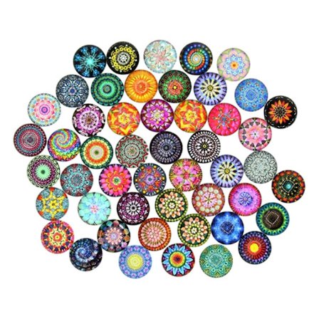 100 stk. Glas Cabochons 12 mm Mosaikker Print Glas Dome Cabochons Runde Fliser Glas Cabochons Dome Ædelstene til Smykkefremstilling