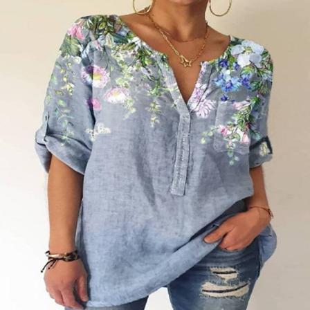 T-shirt Med Tröja Med Print För Kvinnor