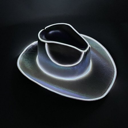 Trådløs Led Cowboy Hat Iriserende Jazz Hat HVID