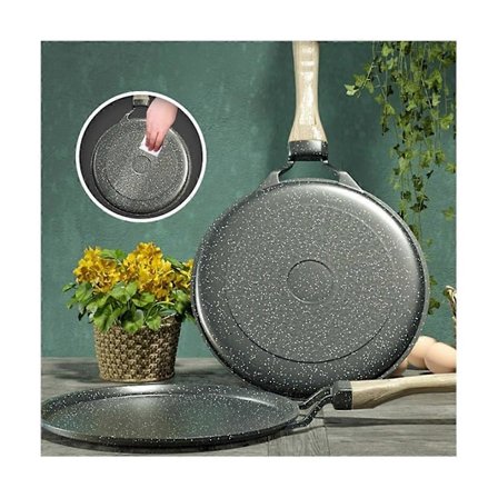 28cm Stekeplate i stein, non-stick støpejern, pannekakepanne, omelettpanne for gasskomfyr, induksjonskomfyr, kjøkkenutstyr