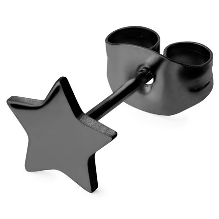 Pendiente de acero con estrella gris para hombres - Pendientes con cierre a presión