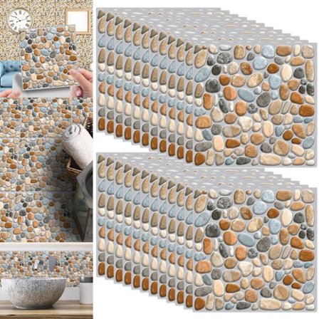 Flise klistermærker, 24 stk selvklæbende flise klistermærker, væg flise klistermærker, vandtætte flise klistermærker til køkken, badeværelse, 