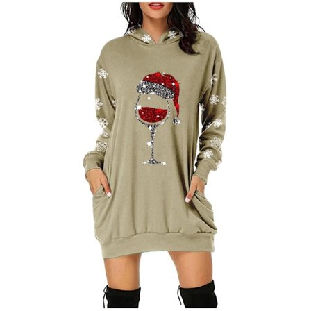 Julklänningar för kvinnor Sweatshirt Klänning Santa Outfits Vestidos Para Navidad De Mujer Party Festlig Tröja