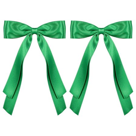 5,5 tommer satin grøn sløjfe hårklemme langt halebånd hestehale hårnåle til kvinder piger jul jord St. Patricks dag karneval forårsoutfit kjole