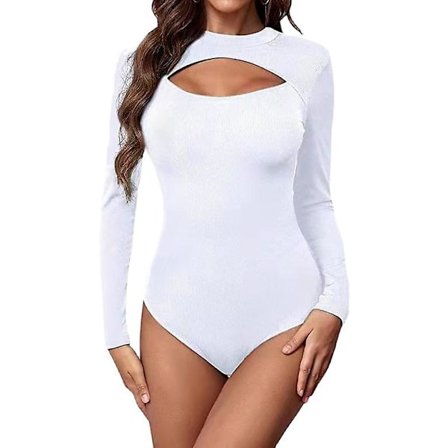 Kvinnors långärmade stretchiga bodydräkt jumpsuit, kvinnors rundhalsade jumpsuit