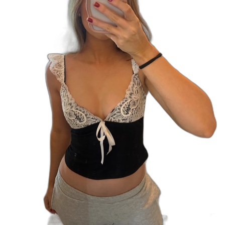 Svart och vit spetslinnetopp från SHEIN