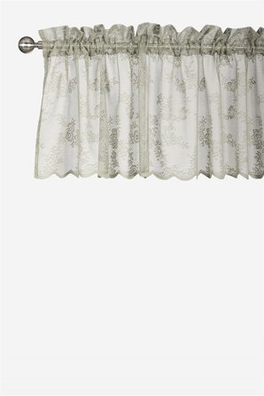 Cellbes of Sweden - Mønstret blondegardin i linbeige i størrelse