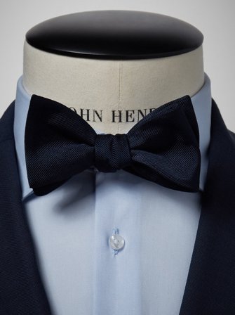 John Henric Men's Dark Blue Bow Tie Plain Size Self-tied