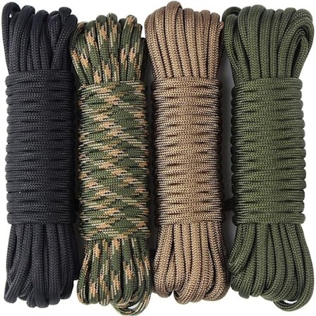 4 st 15 meter Paracord-rep med 7 trådar Nylonrep 250 kg Brea