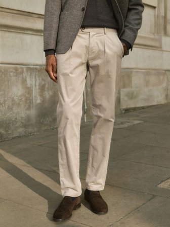 John Henric Men's Beige Hose Tailored Fit Size 46