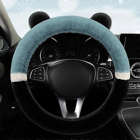 Vinter Fluffy Ratovertræk til Bil til Kvinder Blødt Varmt Plys Sød Bilinteriør Tilbehør til Universal Køretøj Anti-Slip Fluffy Standard Størrelse