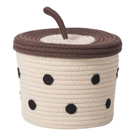 Dammtät vävd förvaringskorg med lock, skrivbordsorganisationskorg för hemmakontor