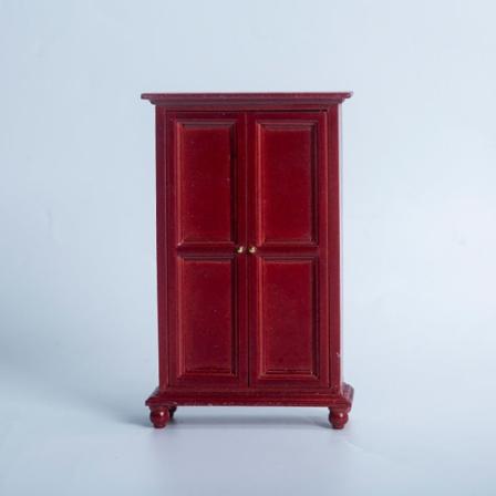 Miniatyrmøbler Leketøy Dukkehus DIY dekorasjonstilbehør Mini 1:12 dobbeltdørs skap Red