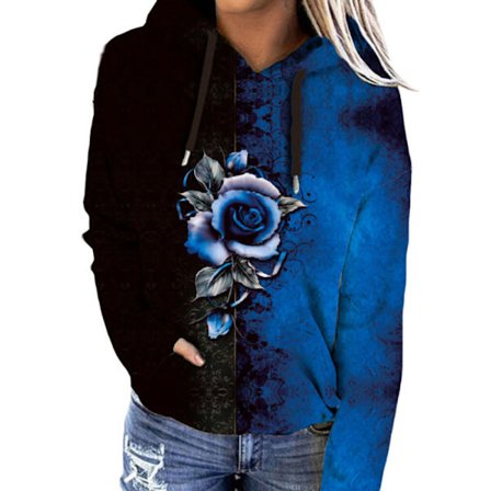 Ruusukuvioinen naisten huppari, talvipusero