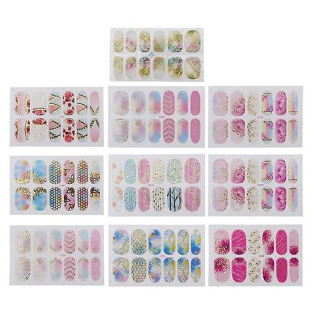10 Ark Selvklæbende Neglekunst Stickers Manicure Dekaler Negle Dekoration Tilbehør Tilfældig Farve 2.5X1.5X0.1CM Random Color 2.5X1.5X0.1CM