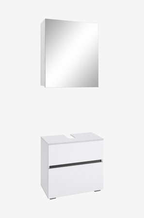 Loft24 - Wisla Kylpyhuonesetti, jossa 2 kaappia - Valkoinen - Kylpyhuoneen kalusteet - - Homeroom