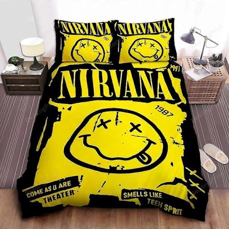 v5293 Sengetøy Nirvana Logo Smells Like Teen Spirit Dynetrekksett Dynetrekk Sengetøy IU5293