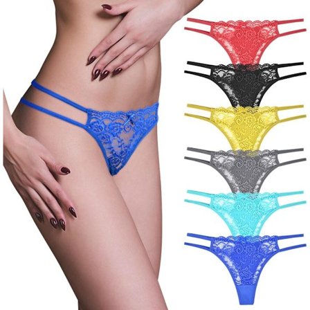 Dame Thong, 6-pakning blonde-thong for kvinner, sømløs lav midje-thong, transparent thong egnet for bryllupsnetter