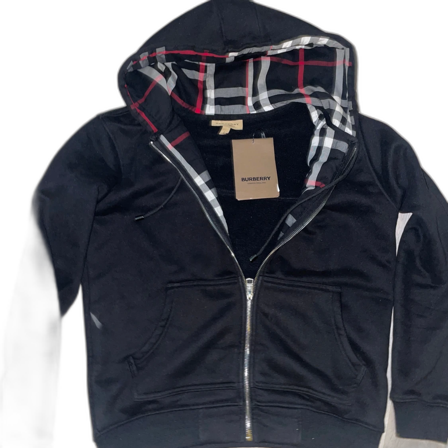 Svart Burberry hoodie med dragkedja