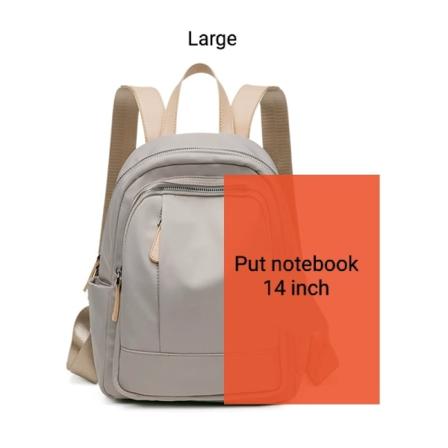 Vanntett ryggsekk Mote Reiseryggsekk for kvinner Ensfarget enkelt skulderveske for kvinner L29 Beige Grey 25cm M