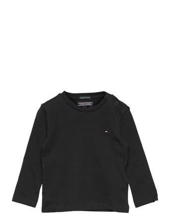 Boys Basic Cn Knit L/S T-shirts Long-sleeved T-shirts Svart Tommy Hilfiger