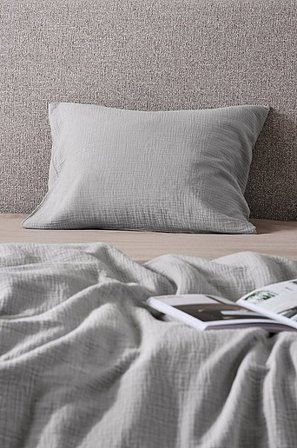 Jotex - Kopfkissenbezug ‒ Bio-qualität Grau - LILIA - Kaufe Kopfkissenbezüge bei Jotex