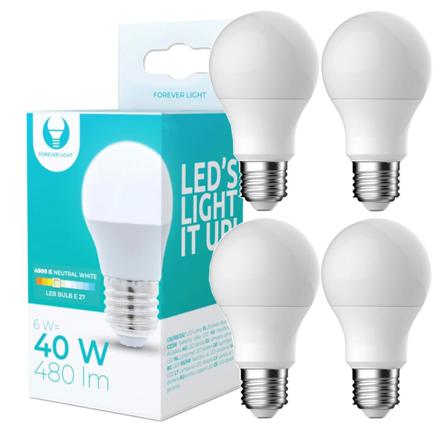 4-pack Led-lampa E27 6w 480lm (4500k) Neutral Vit Vit