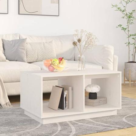 Vidaxl Soffbord Vit 80x50x40 Cm Massivt Furu Vit