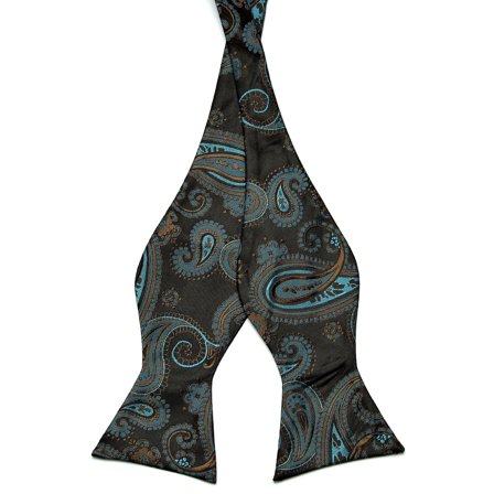 Turquoise Paisley Silk Self-Tie Bow Tie for Men - Self-tie bow ties