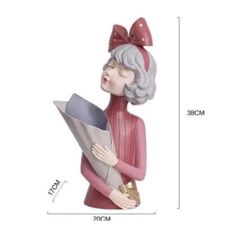Kreativ Sløyfe Jente Harpiks Vase Statue Dekorasjon Moderne Minimalistisk Stue Rom Veranda Vindu Dekorasjon