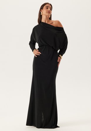 Goddiva Multi Way Long Sleeve Maxi Dress Black Klær