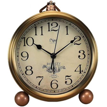 Metallinen kultapöytäkello, retro vintage pieni äänetön herätyskello