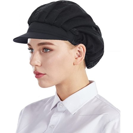 3 stk. kokkehat køkken kokkehue madservice hårnet (54-56 cm), sort