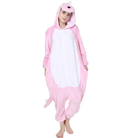 Söt tecknad anime djur pyjamas pyjamas för män och kvinnor Pink Dinosaur XL