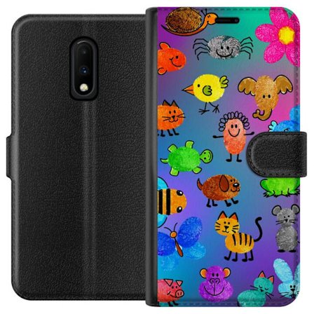 Kompatibelt Lommeboketui til OnePlus 7 Little Scribble Friends