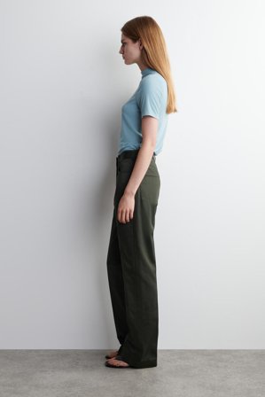 COS Women's Pantaloni In Raso A Gamba Dritta in Verde