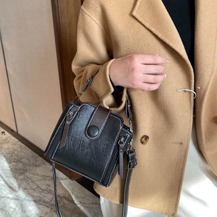 Mini Satchel Väska för Kvinnor Bredband Messenger Hink Väska