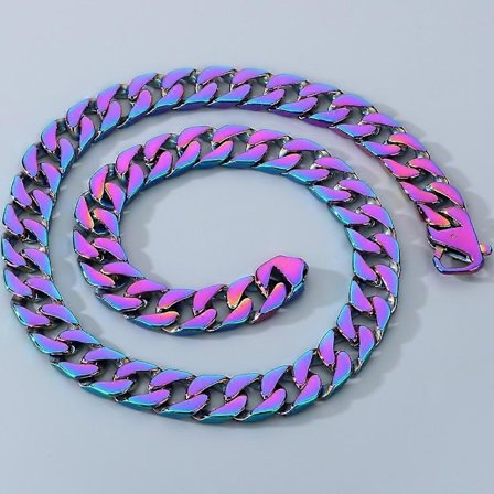 Halskjede for menn 50/60CM 316L Rustfritt Stål 15MM Bredde Curb Kubansk Lenke Kjede På Hals Smykker Herre Halskjede Tilbehør (flerfarget, 50CM)