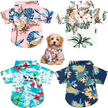 4 stk kæledyr sommer t-shirt hawaiiansk stil blomster hunde skjorte s S