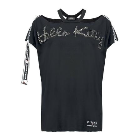 Pinko Jersey Jersey t-shirt with Stress Article n. 1k1004y4ep Sort, Dame Bluser