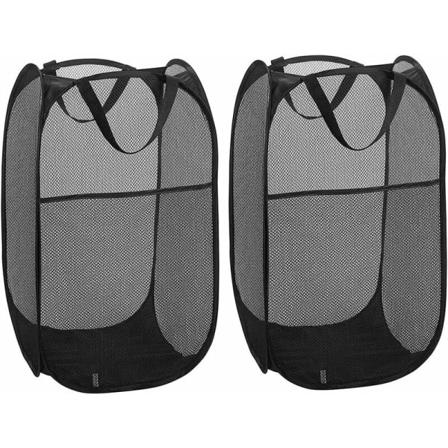 Vaskeromskurv Stor Mesh Oppbevaringskurv (Set med 4, Svart 34x55cm)
