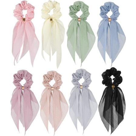 Hår Scarf, Scrunchie Bow, 8 st Dubbel Lager Bow Scrunchies, Mjuka Eleganta Elastiska Hårband Hai