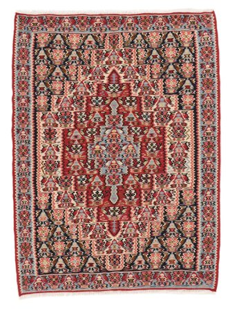 78X106 Tapete Kilim Senneh Fine Oriental Vermelho Escuro/Preto (Lã, Pérsia/Irão) Carpetvista