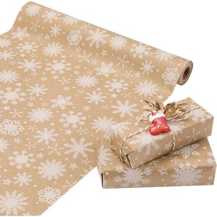 Joululahjapaperi 44cm x 10m Kierrätetty Kraft-käärerulla Retr