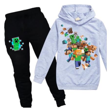 Minecraft Baju Hoodie För Barn Långärmade Huvtröjor För Barn 2-delat Set