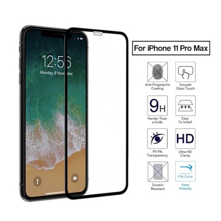 iPhone 11 Pro Max HD 3D Skärmskydd Härdat Glas Kolfiber