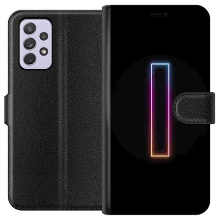 Kompatibel Tegnebogsetui til Samsung Samsung Galaxy A52s 5G Minimalistisk neonbogstav I i regnbuefarver mod mørk baggrund