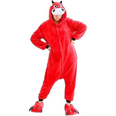 Bull Pyjamas Tecknad kostym Djur Pyjamas Jumpsuit Halloween Cosplay